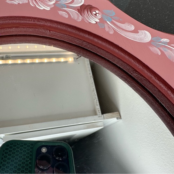 Hand Painted Pink Floral Mirror - Picture 6 of 10